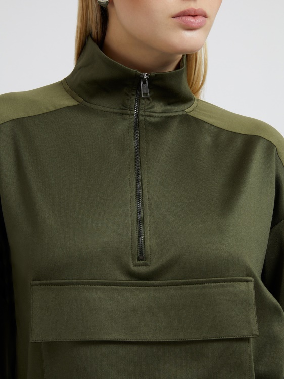 сатенен суичър с предни джобове Guess Green