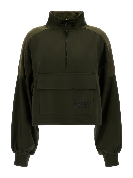 сатенен суичър с предни джобове Guess Green