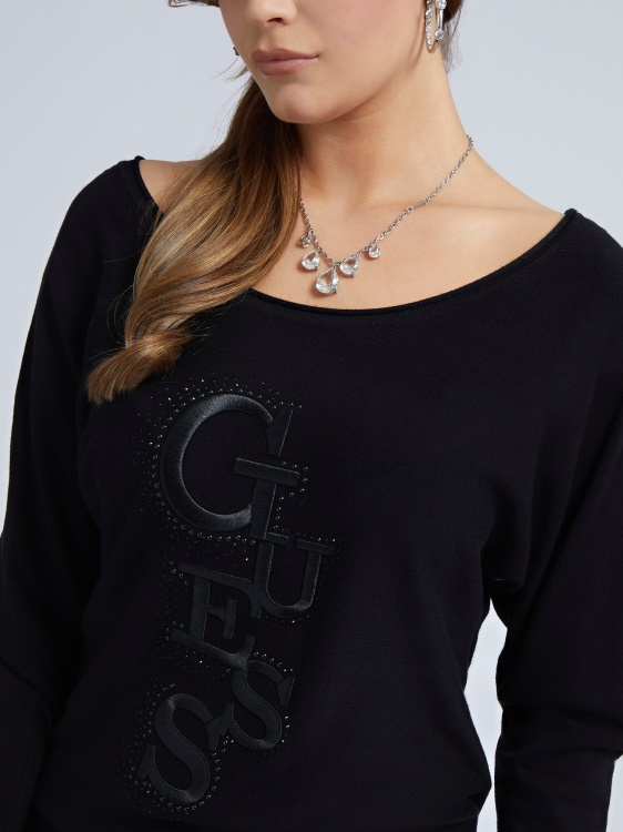 черен спокоен пуловер Guess
