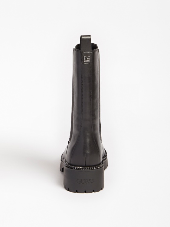 Guess черни ниски ботуши Ibbie от истинска кожа