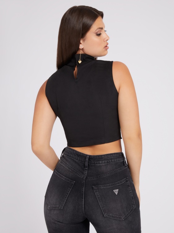 черно горнище от изкуствен велур Guess