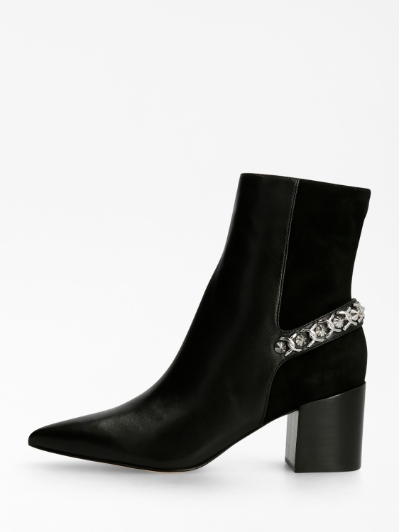 Guess черни ниски ботуши от истинска кожа Hibah
