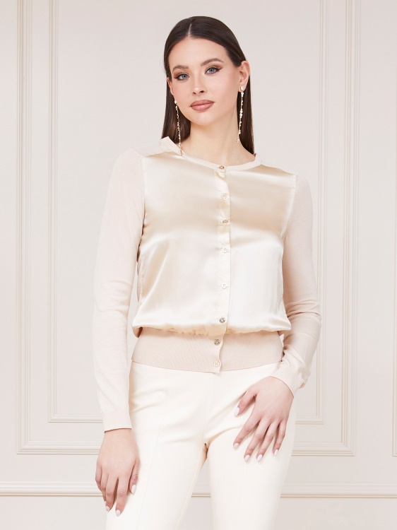 пуловер от смес от вискоза Marciano Guess бежов