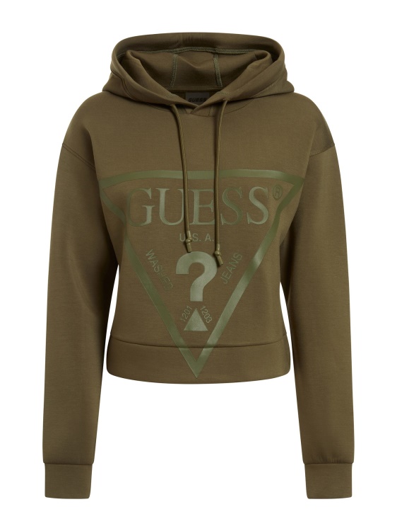 зелен суичър с предно лого Guess