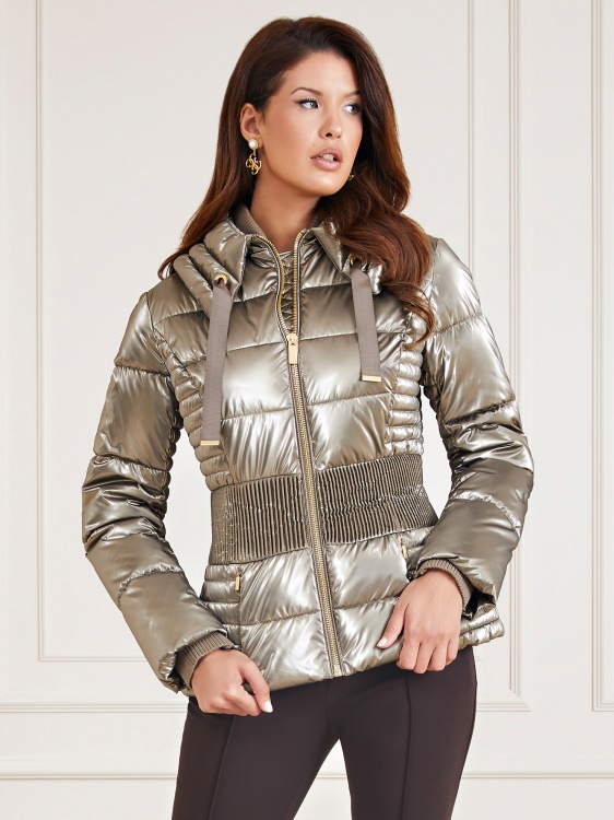 Guess Marciano Puffer с метален ефект кафяво