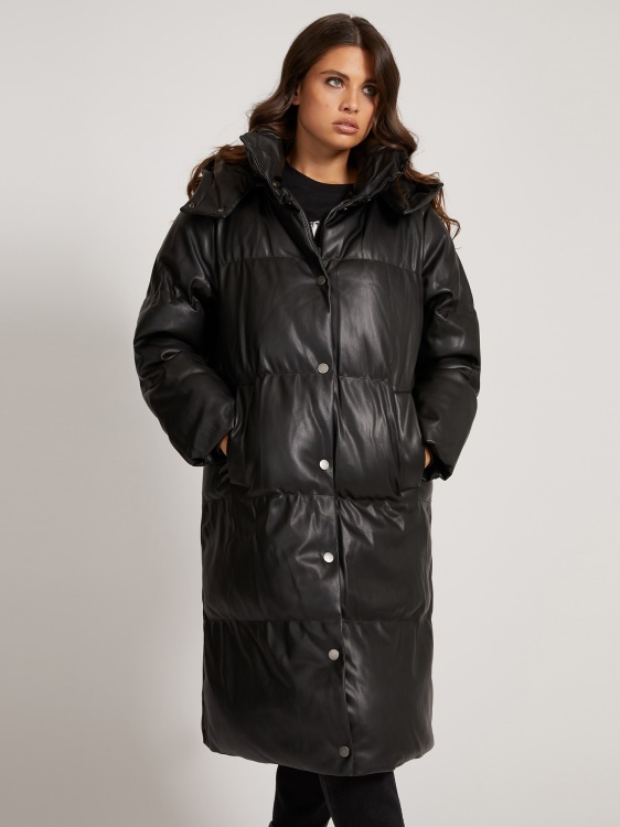 подплатено яке от изкуствена кожа Guess черно