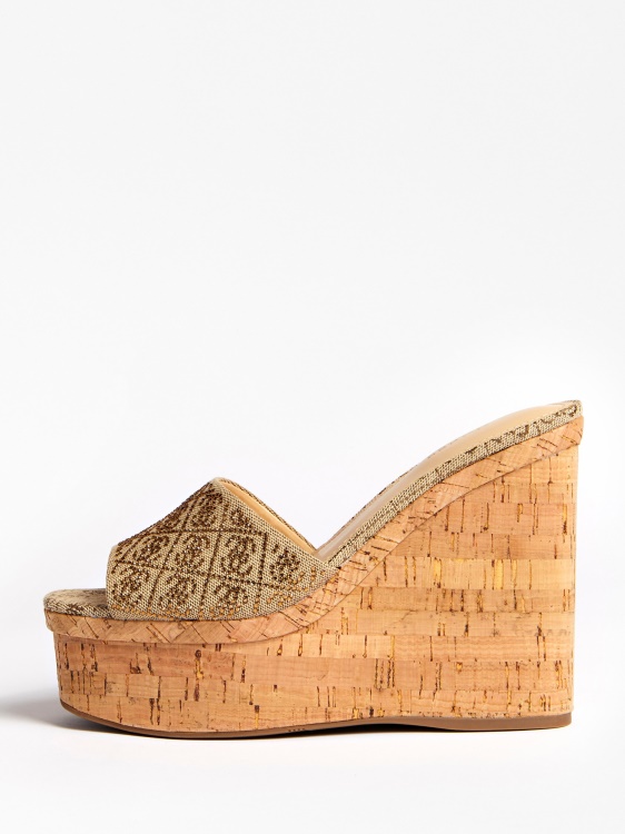 Catiae 4g лого Wedge Mule Guess бежово
