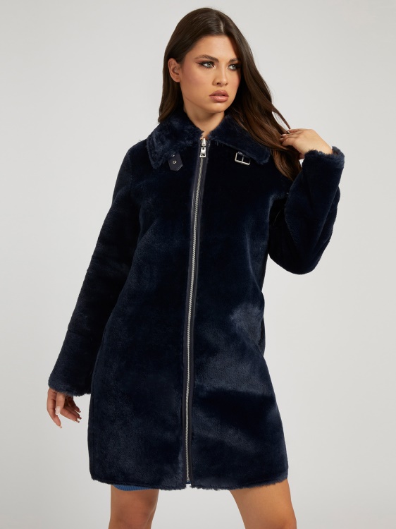 синьо Guess двустранно палто от изкуствена кожа