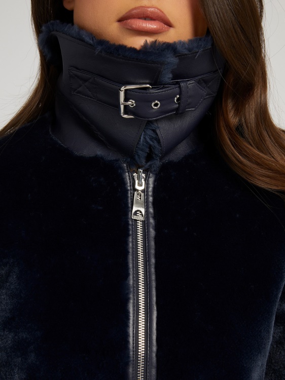 синьо Guess двустранно палто от изкуствена кожа