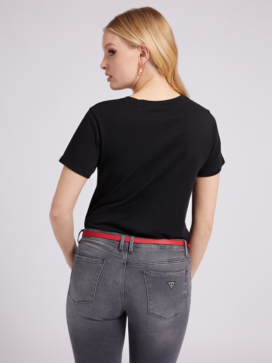 тениска с щампа отпред черна Guess