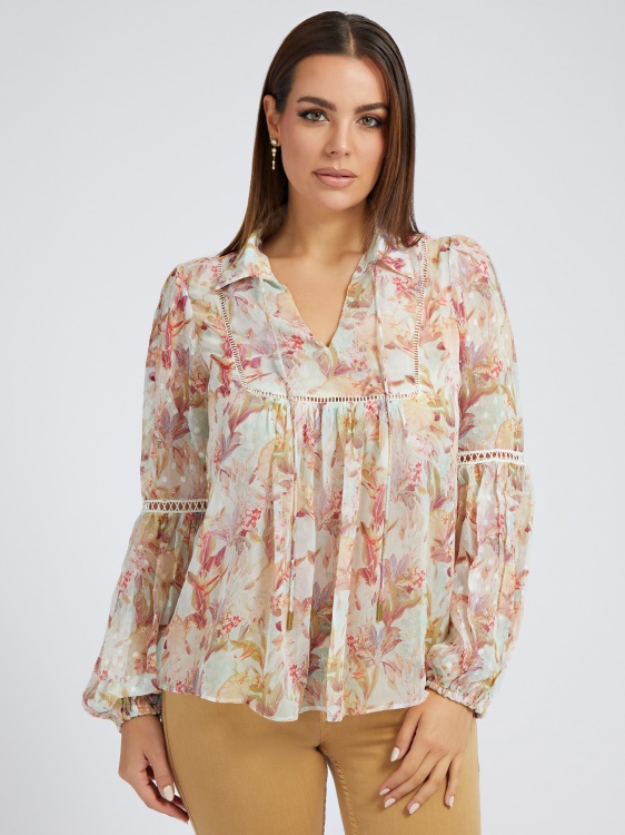 шифонена блуза флорална фантазия Guess