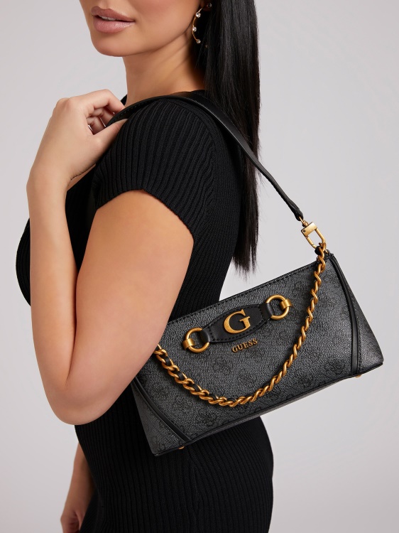 сива чанта през рамо с лого Izzy 4g Guess