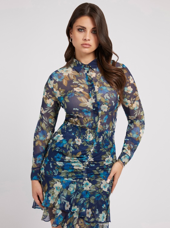 синя риза с щампа Multi Guess