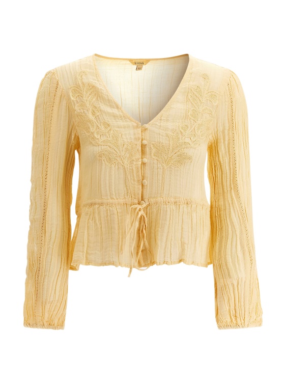 жълта плисирана блуза Guess