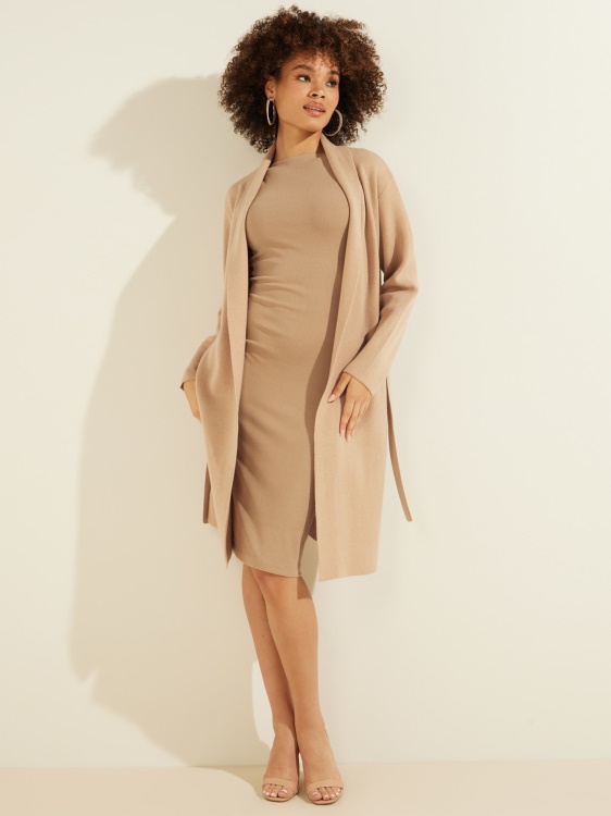 жилетка с колан от смес от бежов кашемер Guess