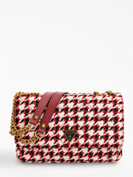 Cessily чанта през тялото от туид Guess Black