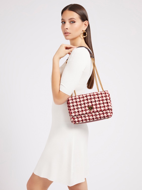Cessily чанта през тялото от туид Guess Black