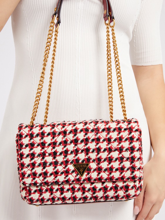 Cessily чанта през тялото от туид Guess Black