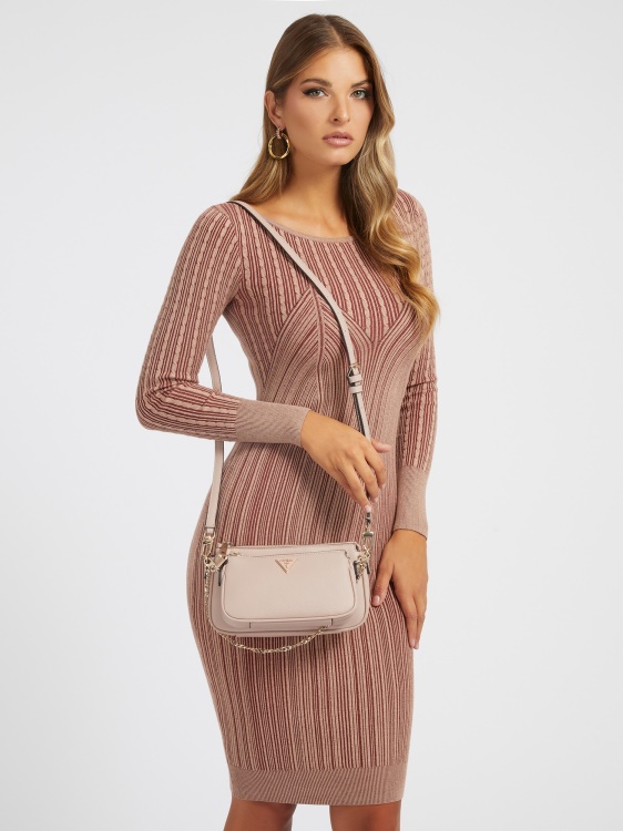 розова мини чанта през рамо Guess Alexie Saffiano