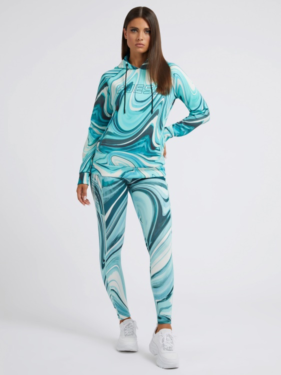 суитшърт с цял принт син Guess