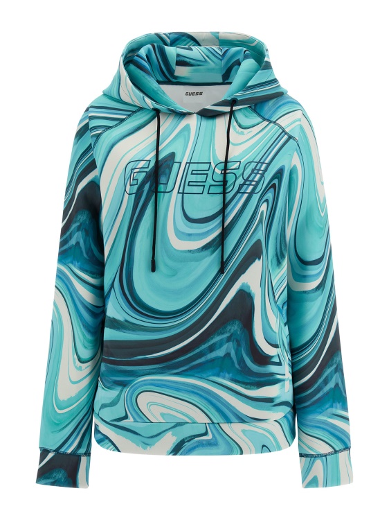 суитшърт с цял принт син Guess