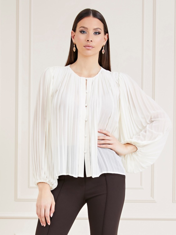 бежова плисирана блуза Guess Marciano