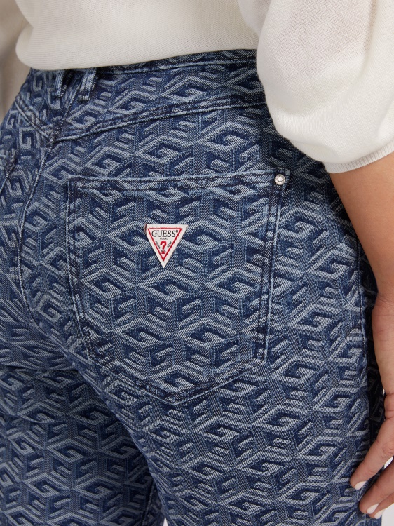 дънкови панталони със синьо лого Guess