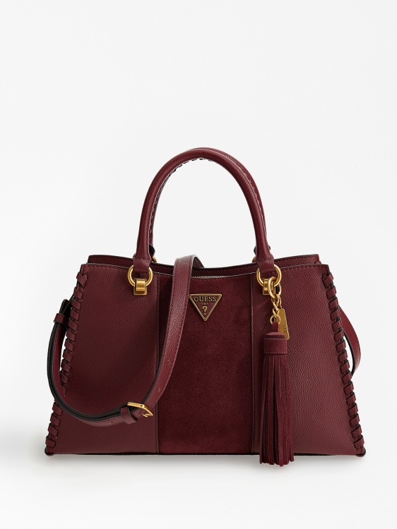 червена кожена чанта Guess Kaoma Nappa