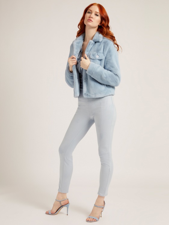 яке от изкуствена кожа Guess светло синьо