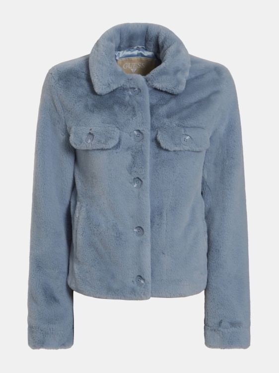 яке от изкуствена кожа Guess светло синьо