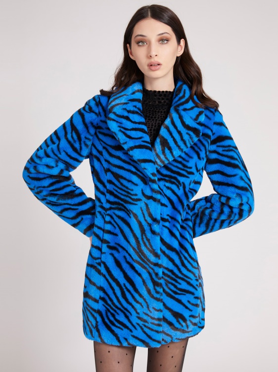 яке от изкуствена кожа Animalier синьо Multi Guess