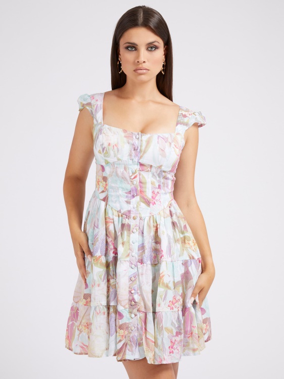 Guess рокля с флорална фантазия и крещяща рокля