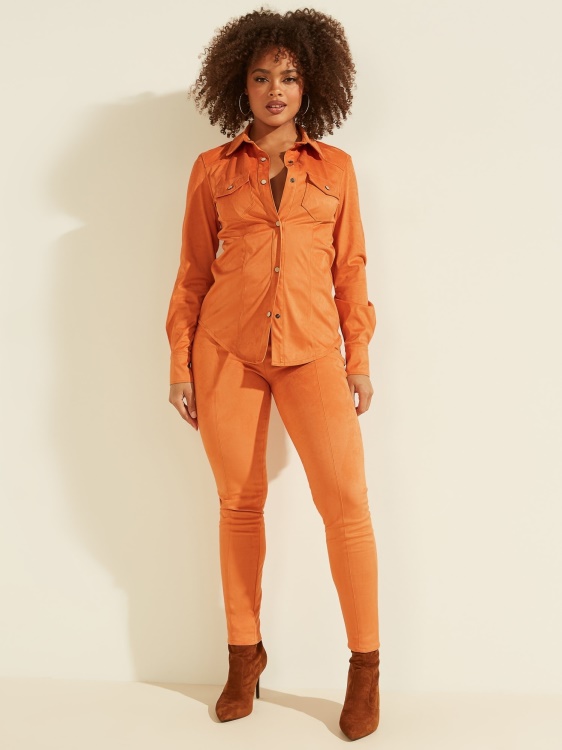 оранжеви клинове от изкуствен велур Guess