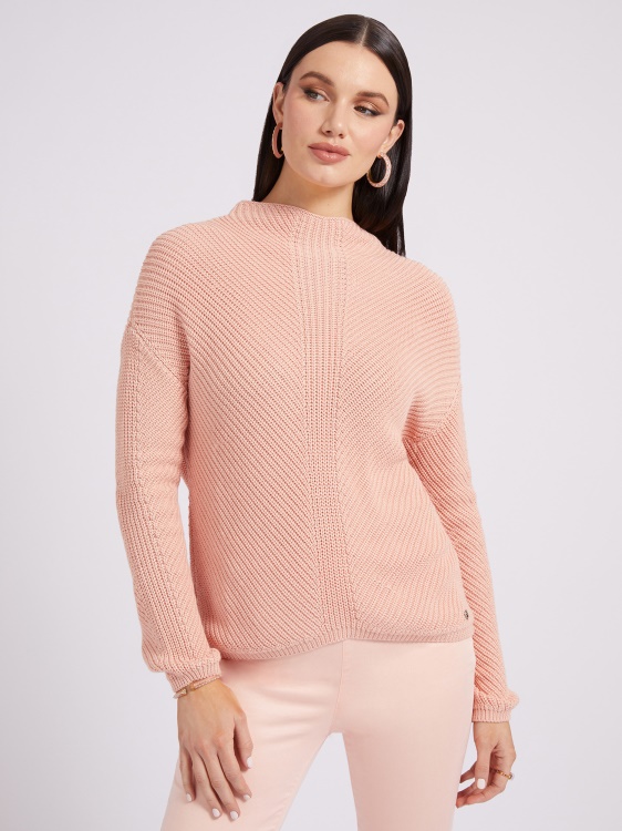 розов пуловер с висока яка Guess