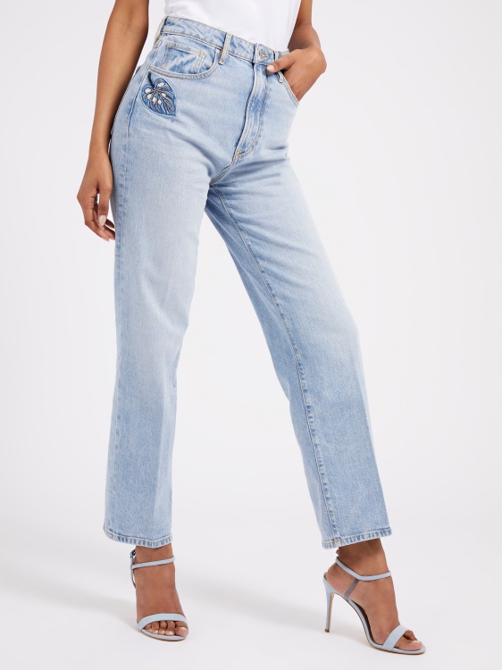 светлосин дънков панталон Guess Palazzo Fit