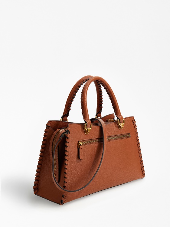 бежова чанта от кожа Guess Kaoma Nappa