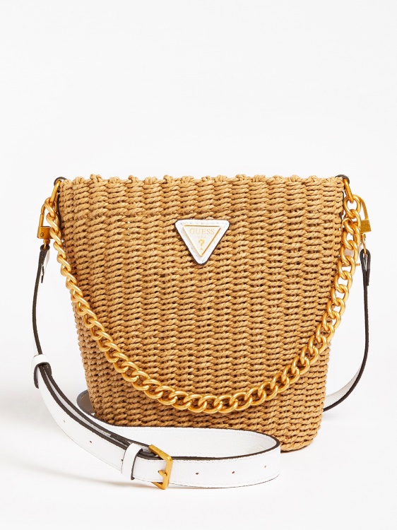 Lilica Raffia мини чанта Guess бяла