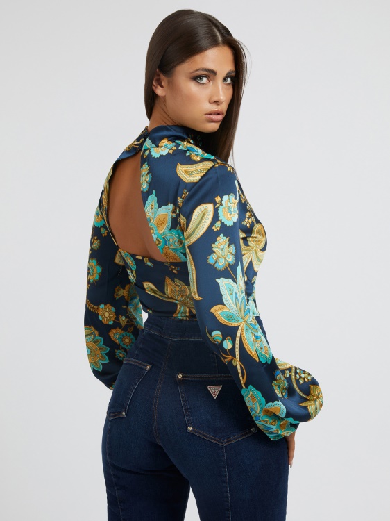 цяла блуза с принт Guess Blue Multi