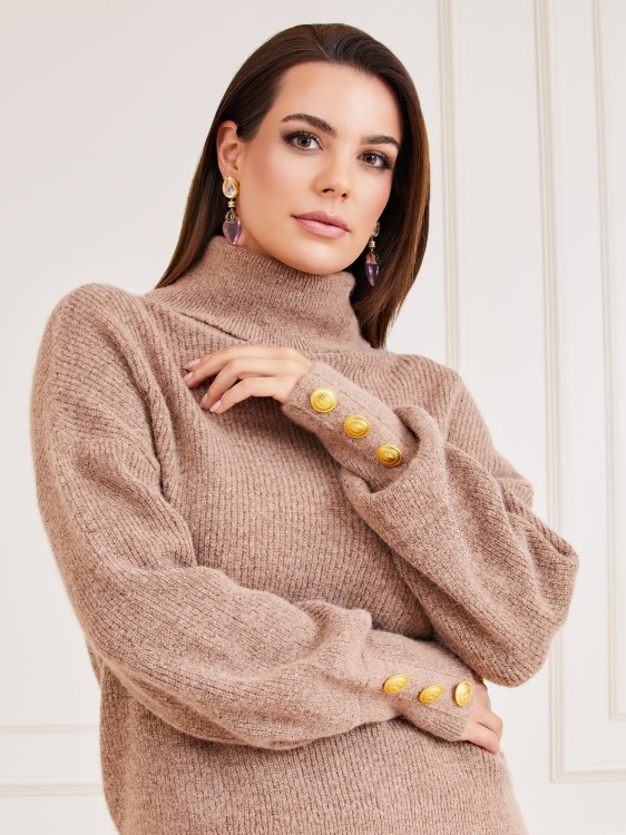 вълнен пуловер Marciano бежов Guess