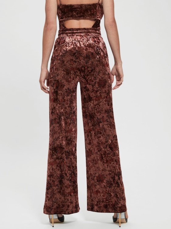 лилав кадифен широк панталон Guess