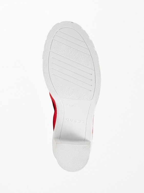 Guess червени скъпоценни триъгълни ботуши с лого на глезена