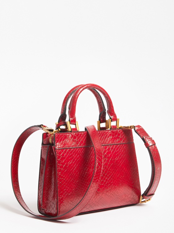 Guess Katey Python Print мини чанта червена