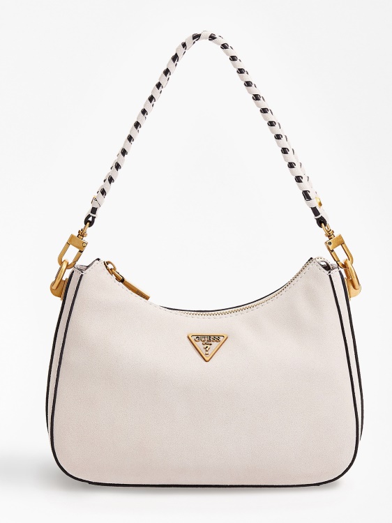 бяла велурена мини чанта през рамо катома Guess