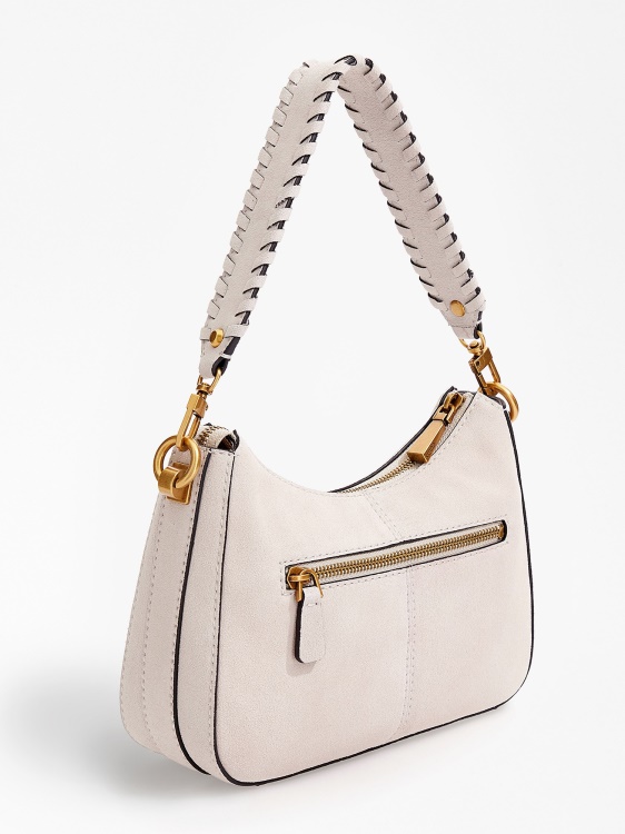 бяла велурена мини чанта през рамо катома Guess