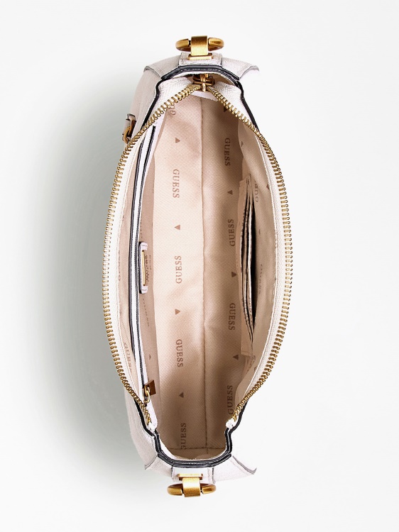 бяла велурена мини чанта през рамо катома Guess
