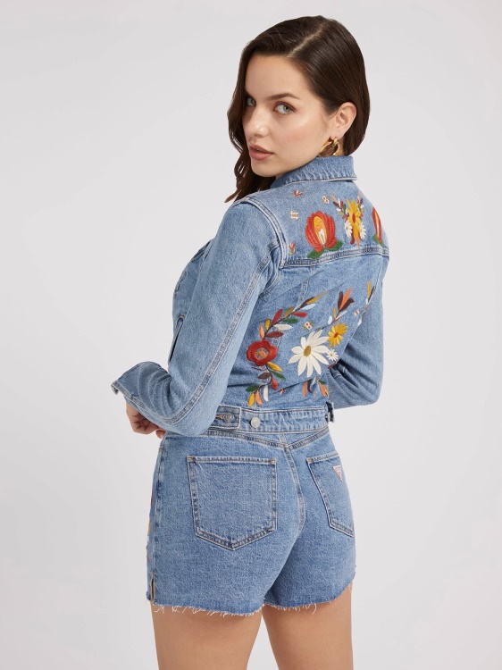 синьо бродирано дънково яке Guess