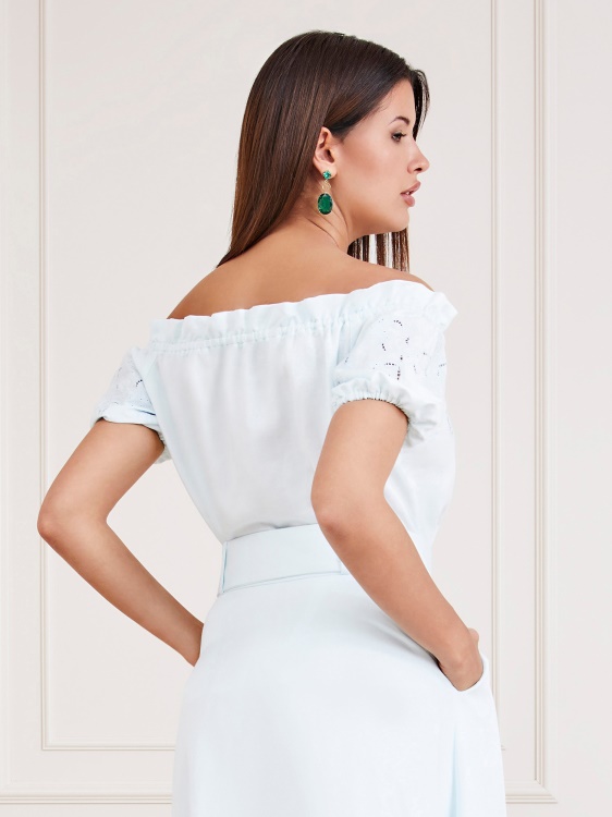 Guess светлосиньо горнище с отворени рамена Marciano