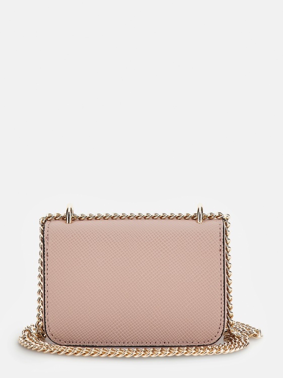 Alexie Saffiano Micro чанта за през тялото розово Guess