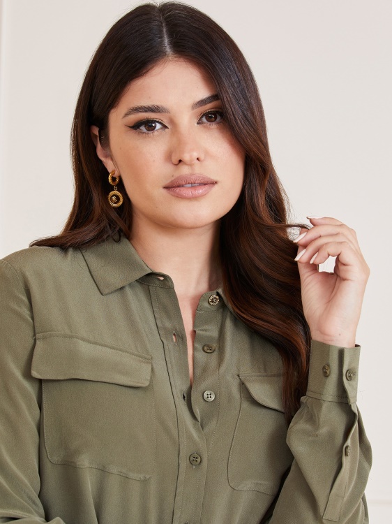 Guess зелена копринена риза Marciano