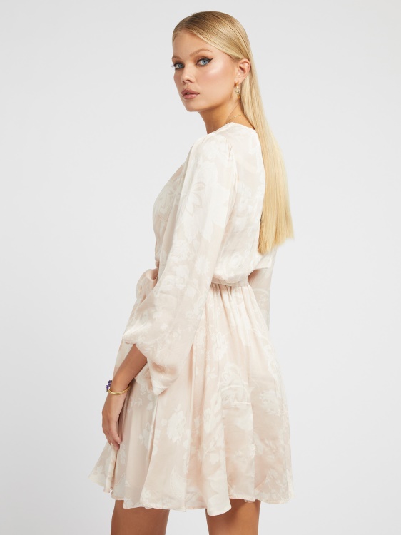 обгръщаща се рокля с флорален принт Guess Pink